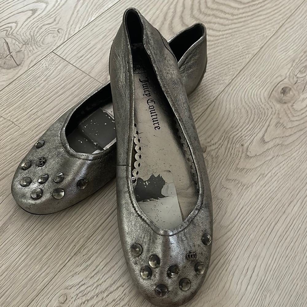 Juicy Couture silver studded flats